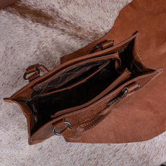 WG62G-8317   Wrangler Crocodile Embossed Whipstitch Concealed Carry Tote -Brown