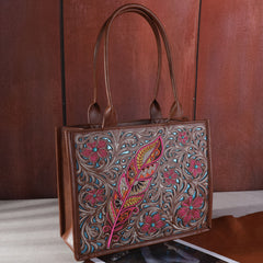 MW1244G-8317  Montana West Embroidered Floral Cut-out Collection Concealed Carry Tote