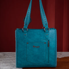 WG62G-8317   Wrangler Croc Embossed Whipstitch Concealed Carry Tote - Turquoise