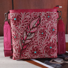 MW1244G-9360  Montana West Embroidered Floral Cut-out Collection Concealed Carry Crossbody