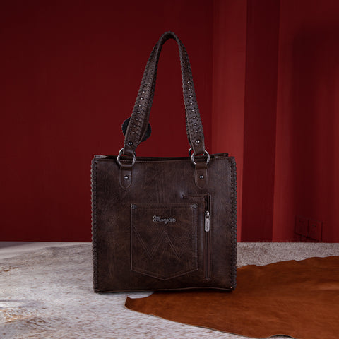 WG62G-8317   Wrangler Croc Embossed Whipstitch Concealed Carry Tote - Coffee