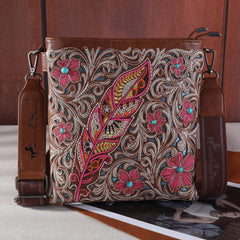 MW1244G-9360  Montana West Embroidered Floral Cut-out Collection Concealed Carry Crossbody