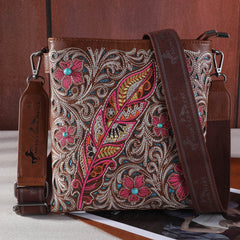 MW1244G-9360  Montana West Embroidered Floral Cut-out Collection Concealed Carry Crossbody