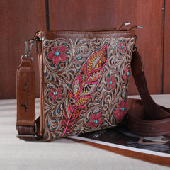 MW1244G-9360  Montana West Embroidered Floral Cut-out Collection Concealed Carry Crossbody