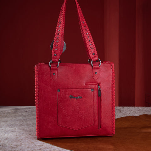 WG62G-8317   Wrangler Croc Embossed Whipstitch Concealed Carry Tote - Red