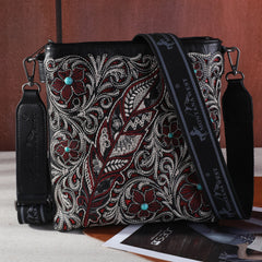 MW1244G-9360  Montana West Embroidered Floral Cut-out Collection Concealed Carry Crossbody