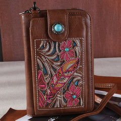 MW1244-183 Montana West Embroidered Floral Cut-out Collection Phone Wallet/Crossbody