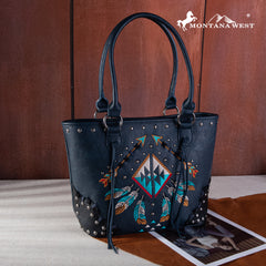 MW1246G-8317  Montana West Embroidered Arrow Feather Collection Concealed Carry Tote
