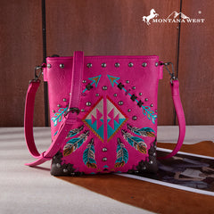 MW1246G-9360  Montana West Embroidered Arrows Feather Collection Concealed Carry Crossbody