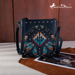 MW1246G-9360  Montana West Embroidered Arrows Feather Collection Concealed Carry Crossbody