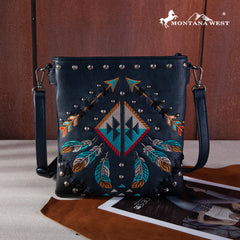 MW1246G-9360  Montana West Embroidered Arrows Feather Collection Concealed Carry Crossbody