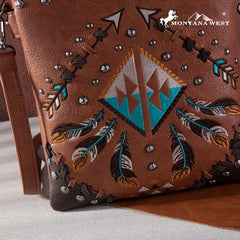 MW1246G-9360  Montana West Embroidered Arrows Feather Collection Concealed Carry Crossbody