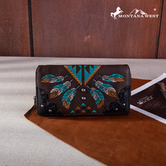 MW1246-W010 Montana West Embroidered Arrow Feather Collection Wallet