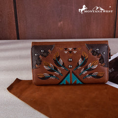 MW1246-W010 Montana West Embroidered Arrow Feather Collection Wallet