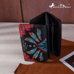 MW1246-W010 Montana West Embroidered Arrow Feather Collection Wallet