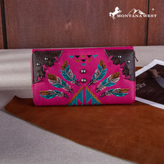 MW1246-W010 Montana West Embroidered Arrow Feather Collection Wallet