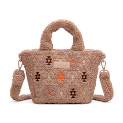 WG266-8015  Wrangler Sherpa Aztec Sherpa Small Tote/Crossbody - Tan