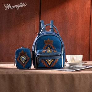 WG174-8601 Wrangler Southwestern Knitted Mini Backpack With Coin Pouch - Jean