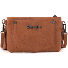 WG63-181 Wrangler Vintage Floral Tooled Collection Fringe Crossbody - Light Brown