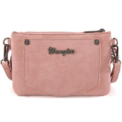 WG63-181 Wrangler Vintage Floral Tooled Collection Fringe Crossbody - Pink