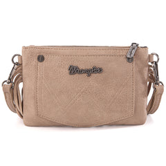 WG63-181 Wrangler Vintage Floral Tooled Collection Fringe Wristlet/Crossbody - Khaki