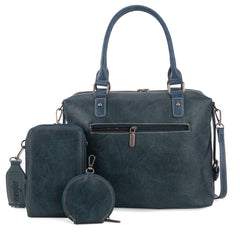 WG48S-S5110  Wrangler 3Pcs Set Buckle Classic Barrel Satchel With Phone Wallet Crossbody -Jean
