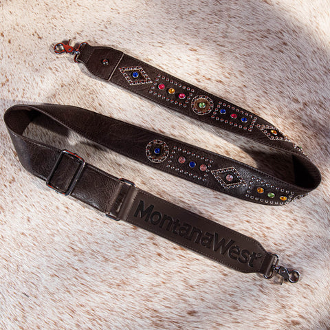 PST-2014  Montana West Western Guitar Style Crystal Studs Crossbody Strap