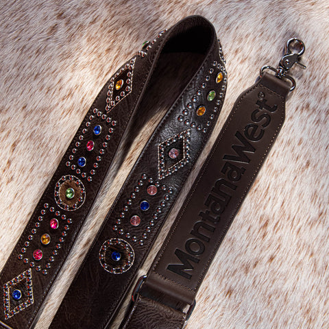 PST-2014  Montana West Western Guitar Style Crystal Studs Crossbody Strap
