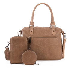 WG48S-S5110  Wrangler 3Pcs Set Buckle Classic Barrel Satchel With Phone Wallet Crossbody -Khaki