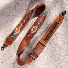 PST-2004  Montana West Western Guitar Style Aztec Crossbody Strap -Brown
