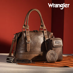 WG48S-S5110  Wrangler 3Pcs Set Buckle Classic Barrel Satchel With Phone Wallet Crossbody -Coffee