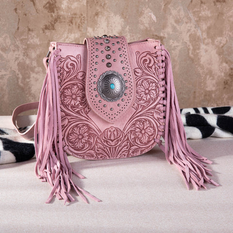 MW1249-8360 Montana West Tooled Collection Concealed Carry Crossbody - Pink