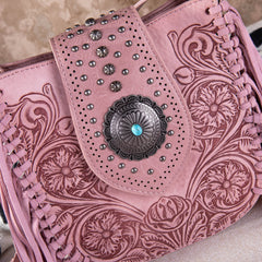 MW1249-8360 Montana West Tooled Collection Concealed Carry Crossbody - Pink