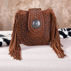 MW1249-8360 Montana West Tooled Collection Concealed Carry Crossbody - Brown