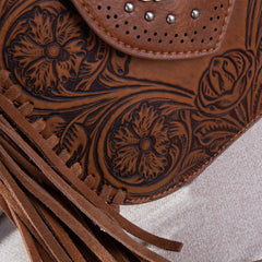 MW1249-8360 Montana West Tooled Collection Concealed Carry Crossbody - Brown