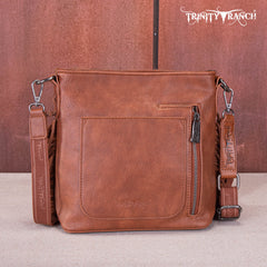 TR159G-9360   Trinity Ranch Hair-On Cowhide/Tooled Fringe Concealed Carry Crossbody Bag