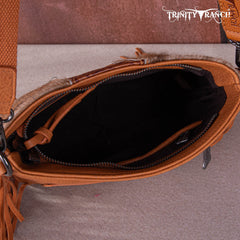 TR159G-9360   Trinity Ranch Hair-On Cowhide/Tooled Fringe Concealed Carry Crossbody Bag