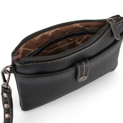 WG86-181 Wrangler Clutch/ Wristlet Crossbody Bag Collection - Black-Black