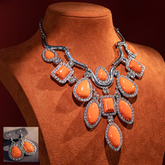 WJ-1001  Rustic Couture  Jewelry Sets Bohemian Pendant Necklace Earrings