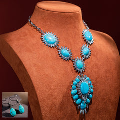 WJ-1002  Rustic Couture  Jewelry Sets Bohemian Pendant Necklace Earrings
