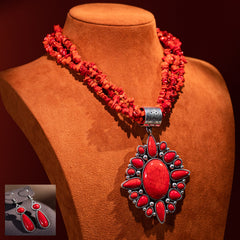 WJ-1006 Rustic Couture Jewelry Sets Bohemian Pendant Necklace Earrings