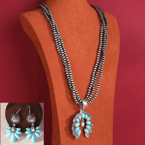 WJ-1018  Rustic Couture  Bohemian Jewelry Sets Pendant Necklace Earrings
