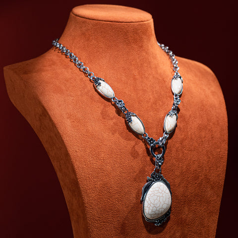 WJ-1037  Rustic Couture   Turquoise Concho Statement Necklace