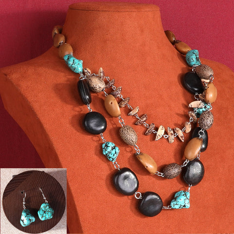 WNS-1024  Wrangler  Jewelry Sets Bohemian Pendant Necklace Earrings
