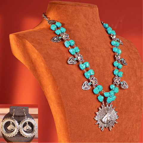 WNS-1031  Wrangler Jewelry Sets Bohemian Pendant Necklace Earrings