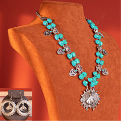 WNS-1031  Wrangler Jewelry Sets Bohemian Pendant Necklace Earrings