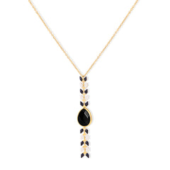 WNS-1058   Wrangler 14K Gold Western Wheat Necklace Tear Drop Shaped Natural Stone Pendant