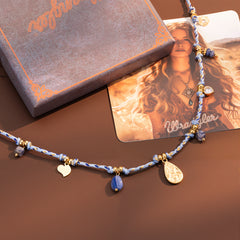 WNS-1075   Wrangler Western 14K Rope Chain Necklace Charm Tear Drop Pendant