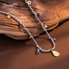 WNS-1075   Wrangler Western 14K Rope Chain Necklace Charm Tear Drop Pendant