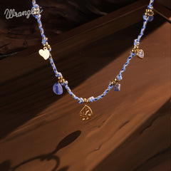 WNS-1075   Wrangler Western 14K Rope Chain Necklace Charm Tear Drop Pendant